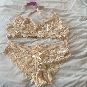 Avidlove Lace Bralette & Brief Set in Nude